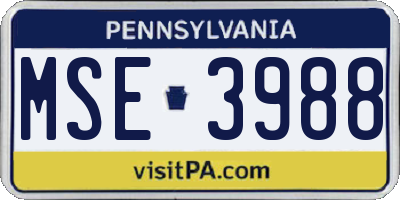 PA license plate MSE3988