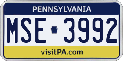 PA license plate MSE3992
