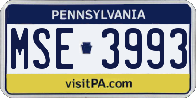 PA license plate MSE3993