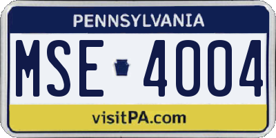 PA license plate MSE4004