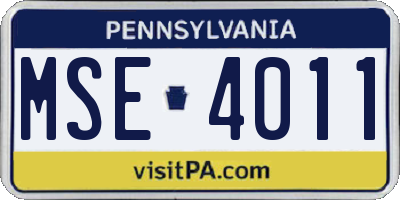 PA license plate MSE4011