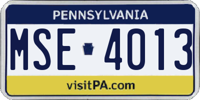 PA license plate MSE4013