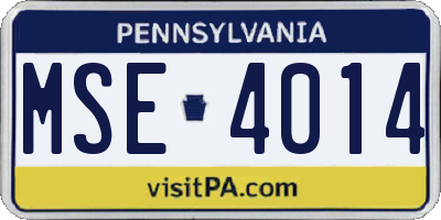 PA license plate MSE4014