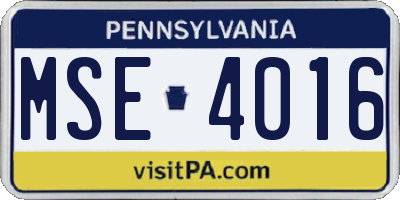 PA license plate MSE4016