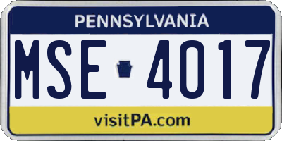 PA license plate MSE4017