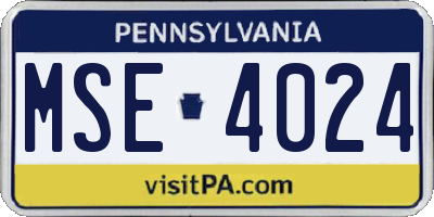 PA license plate MSE4024