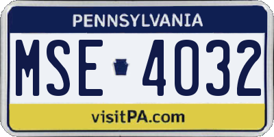 PA license plate MSE4032