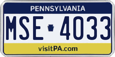 PA license plate MSE4033