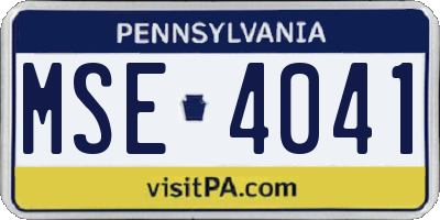 PA license plate MSE4041