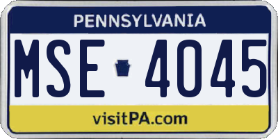 PA license plate MSE4045
