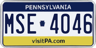 PA license plate MSE4046