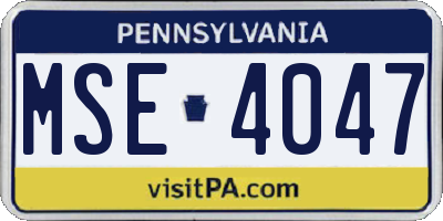 PA license plate MSE4047
