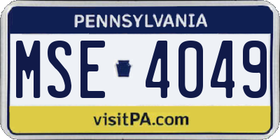 PA license plate MSE4049