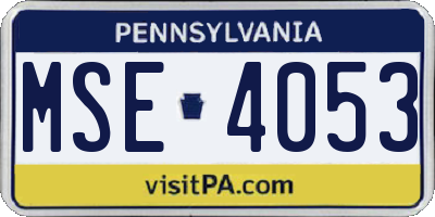 PA license plate MSE4053