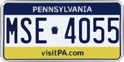 PA license plate MSE4055