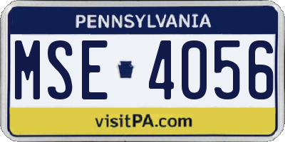 PA license plate MSE4056