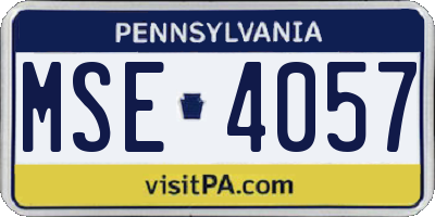 PA license plate MSE4057