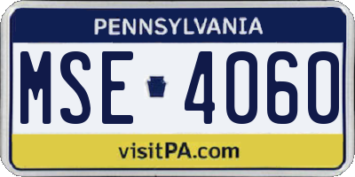 PA license plate MSE4060
