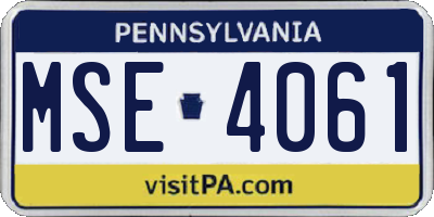 PA license plate MSE4061