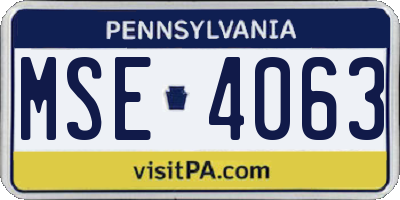 PA license plate MSE4063