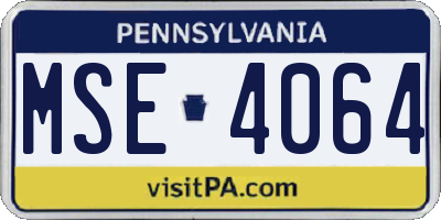PA license plate MSE4064