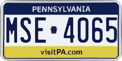 PA license plate MSE4065