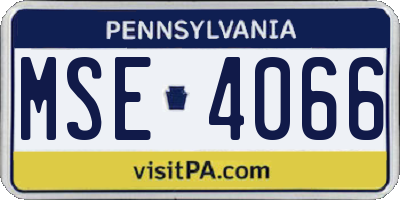 PA license plate MSE4066