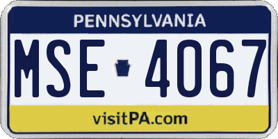 PA license plate MSE4067