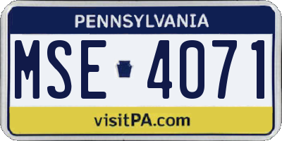 PA license plate MSE4071