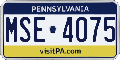 PA license plate MSE4075
