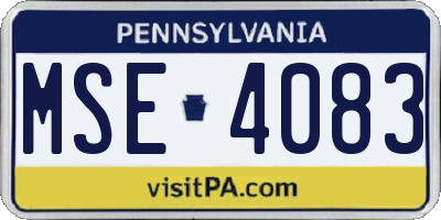 PA license plate MSE4083