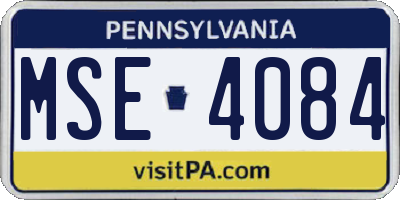 PA license plate MSE4084