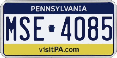 PA license plate MSE4085