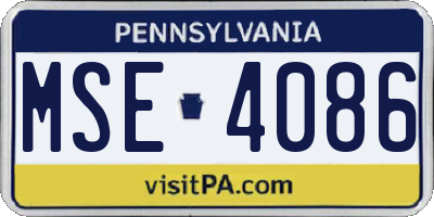 PA license plate MSE4086