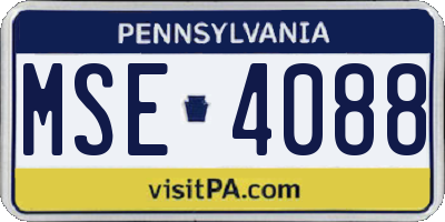 PA license plate MSE4088