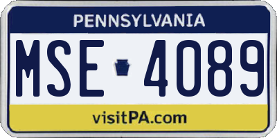 PA license plate MSE4089