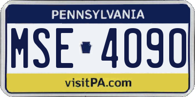 PA license plate MSE4090