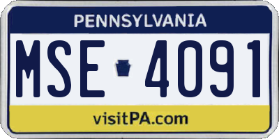 PA license plate MSE4091