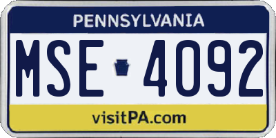 PA license plate MSE4092