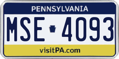PA license plate MSE4093