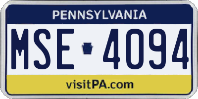 PA license plate MSE4094