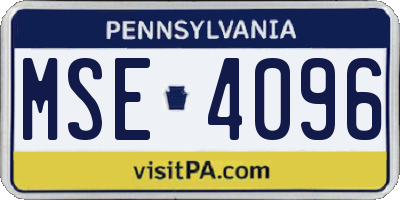 PA license plate MSE4096