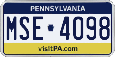 PA license plate MSE4098