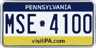 PA license plate MSE4100