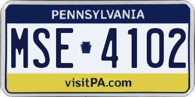 PA license plate MSE4102