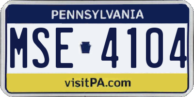 PA license plate MSE4104