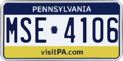 PA license plate MSE4106