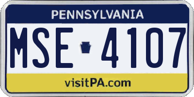 PA license plate MSE4107