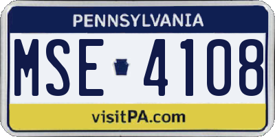 PA license plate MSE4108