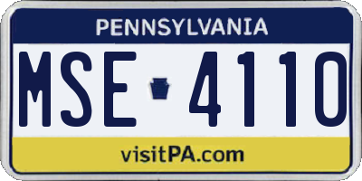 PA license plate MSE4110
